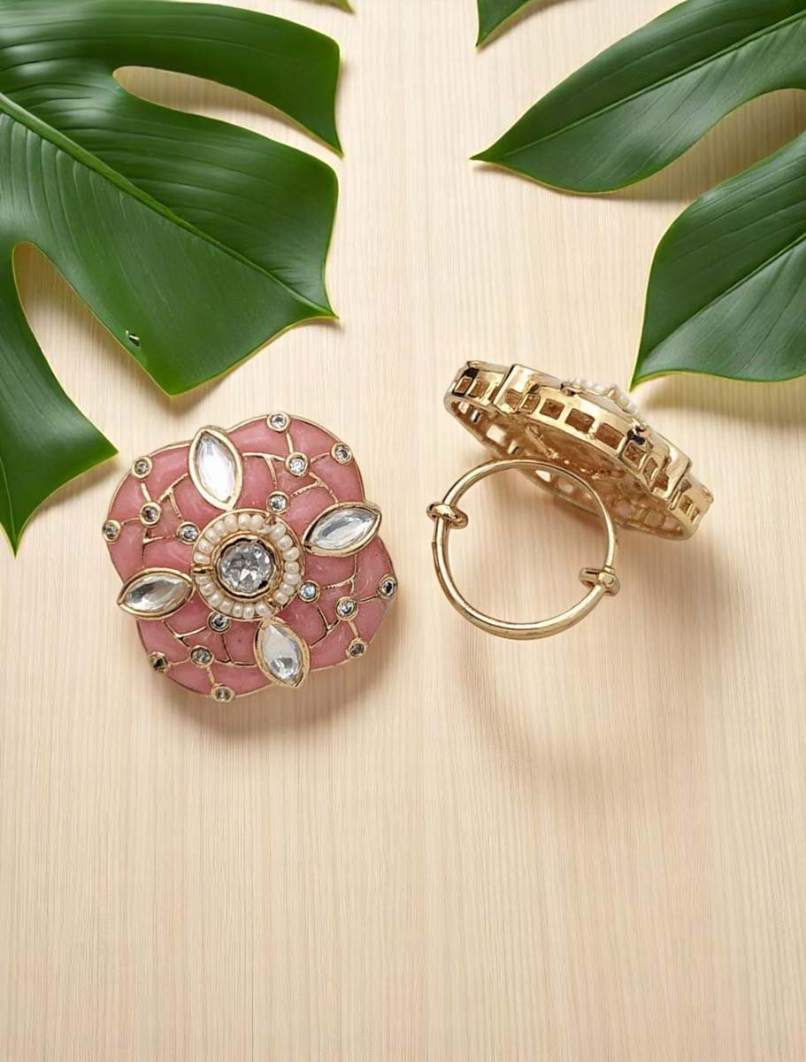 Square Shaped Meenakari Kundan Finger Ring