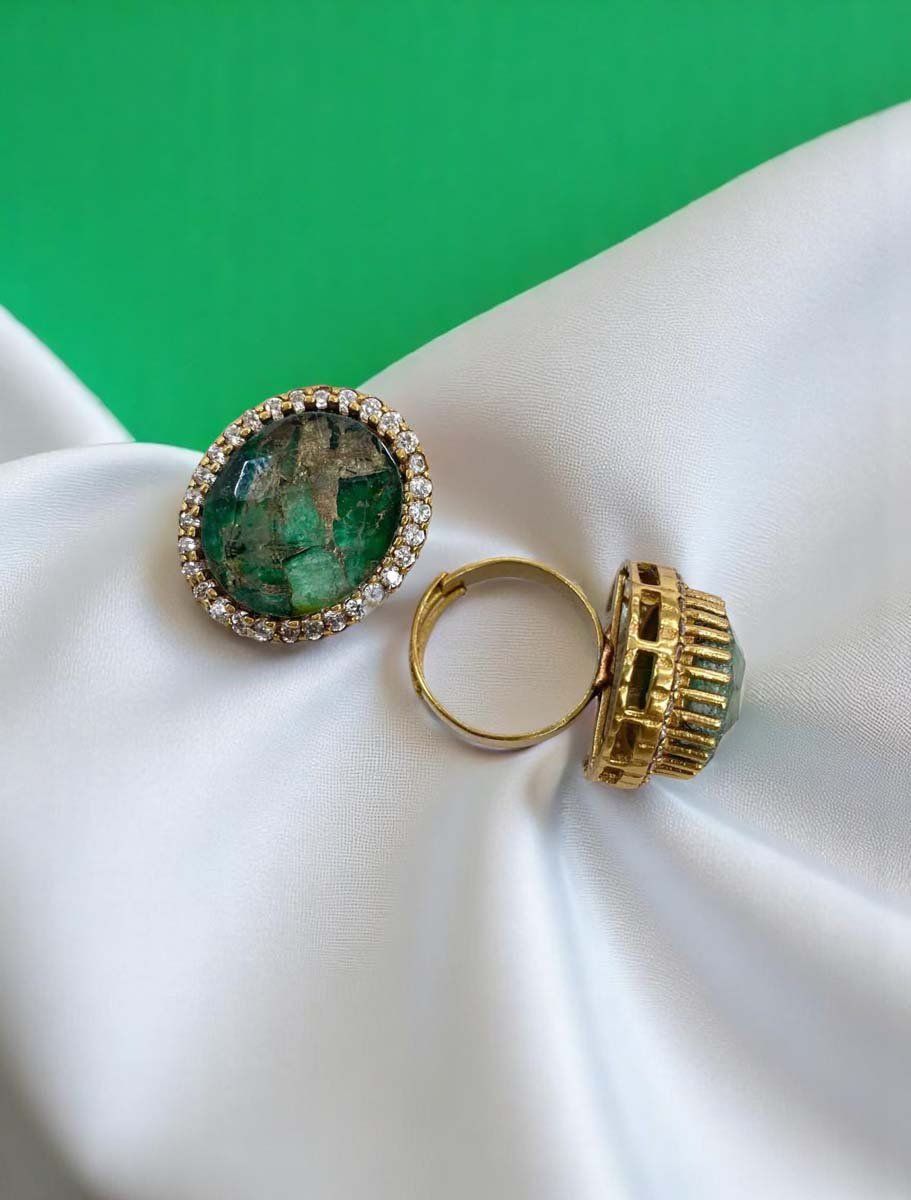 Oval Shaped Marble Stones Finger Rings