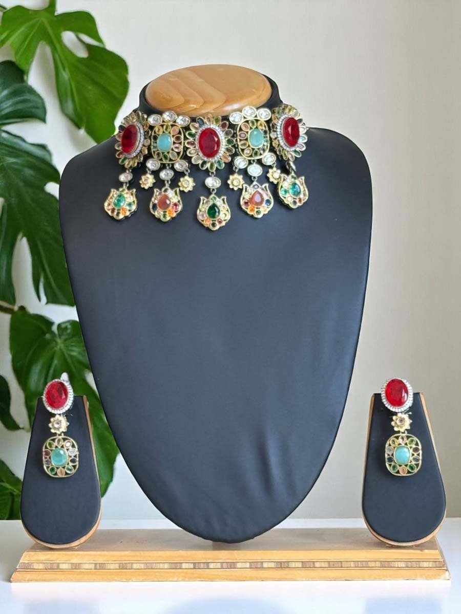 Sabyasachi-Inspired Polki Moissanite Choker Set