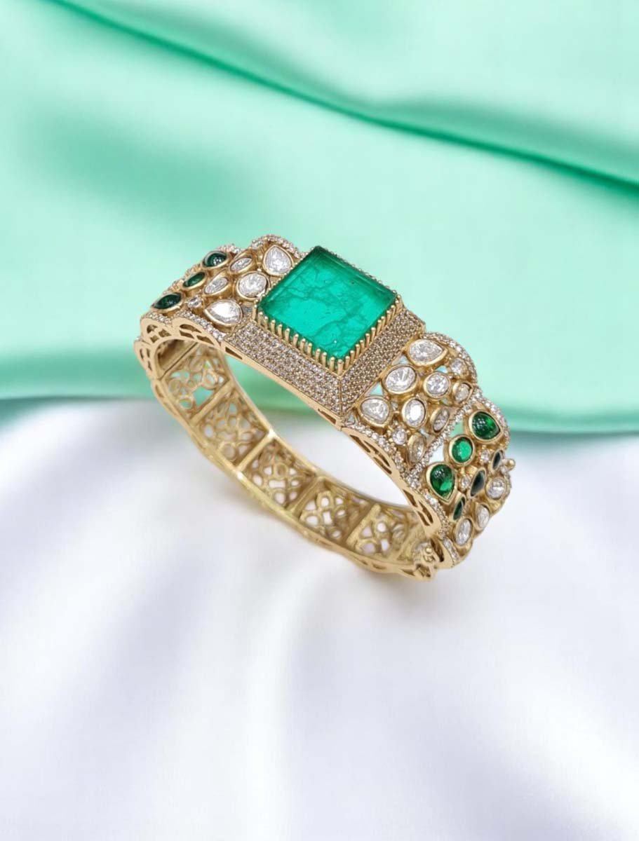 Sabyasachi Inspired Moissanite Polki Diamond Kada Bracelet