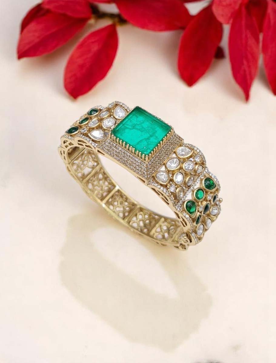 Sabyasachi Inspired Moissanite Polki Diamond Kada Bracelet