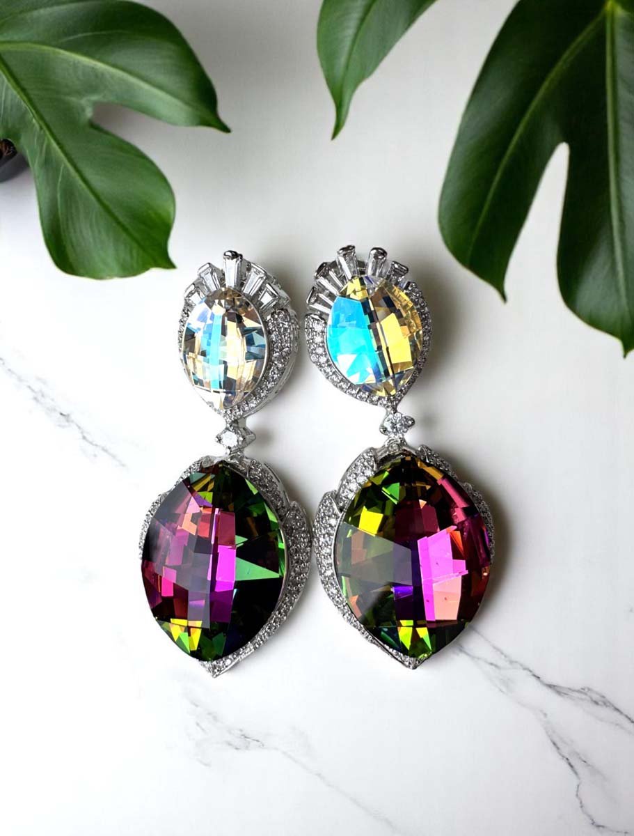 Shimmering Swarovski Crystal Earrings (Rhodium)