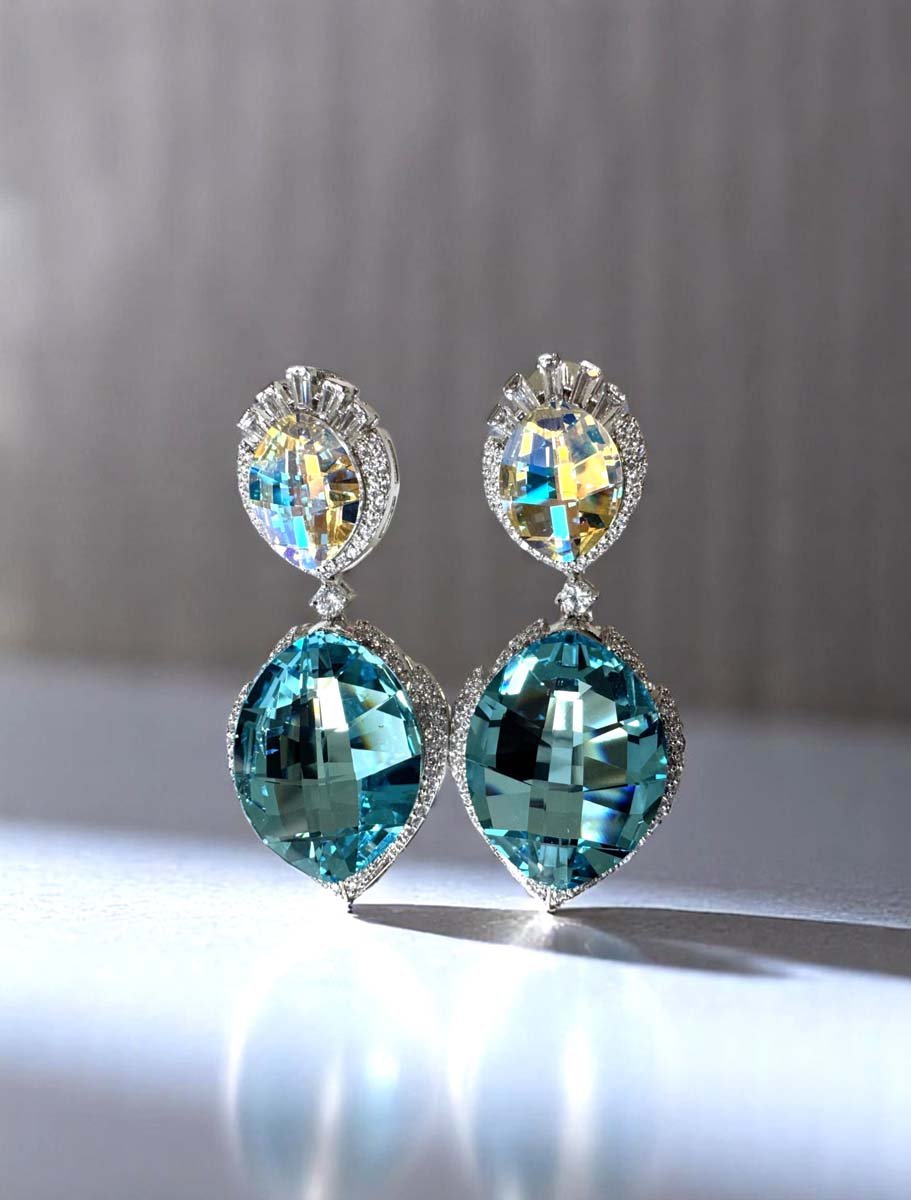 Shimmering Swarovski Crystal Earrings (Rhodium)