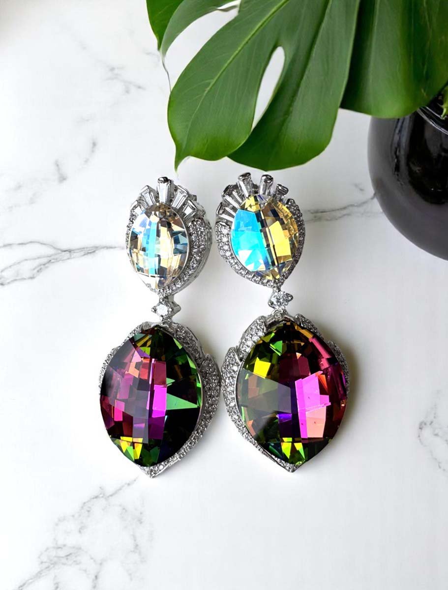 Shimmering Swarovski Crystal Earrings (Rhodium)