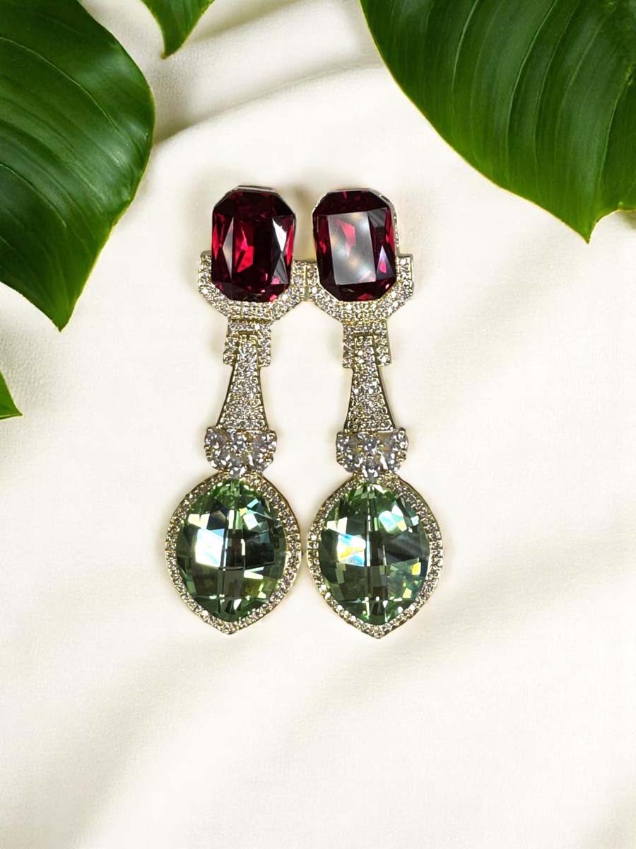 Bollywood Inspired Designer Swarovski Long Earrings (Gold Plated)