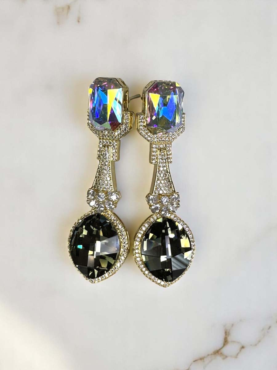 Bollywood Inspired Designer Swarovski Long Earrings (Gold Plated)