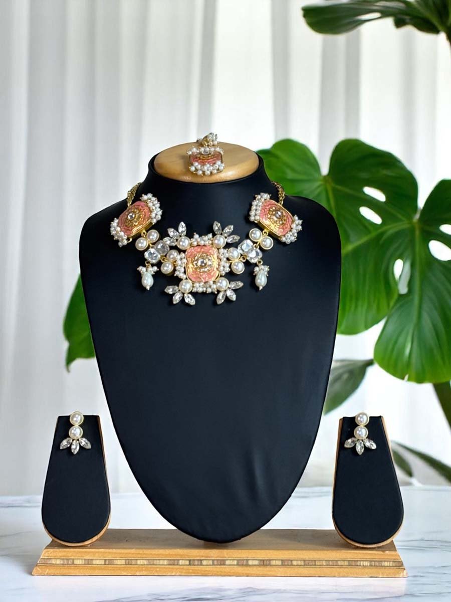 Bollywood Inspired Mother of Pearls Designer Necklace Set