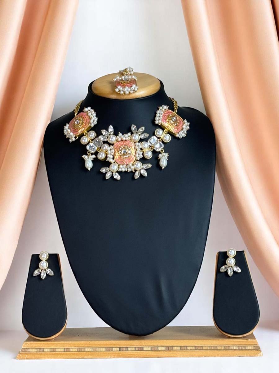 Bollywood Inspired Mother of Pearls Designer Necklace Set