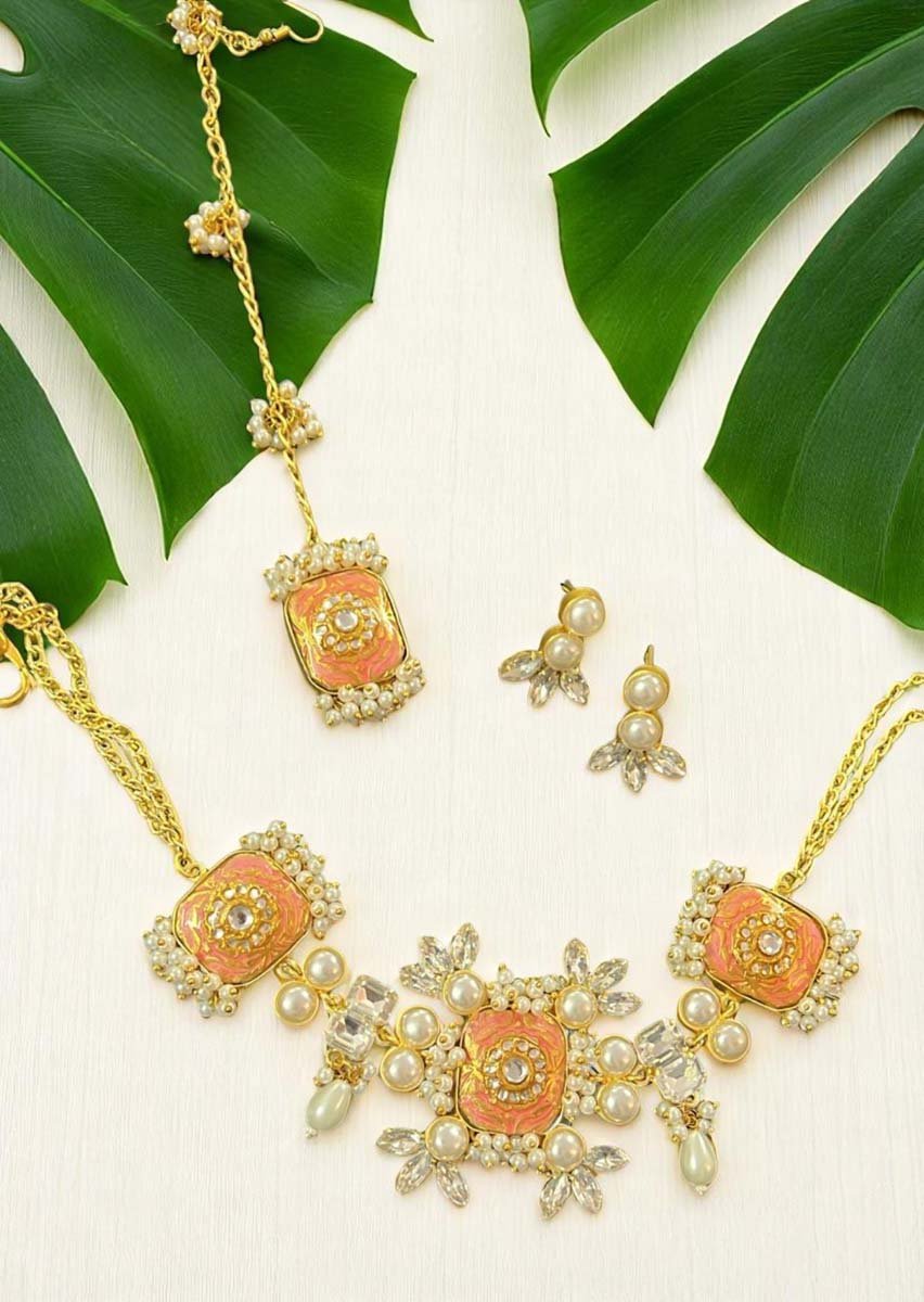 Bollywood Inspired Mother of Pearls Designer Necklace Set