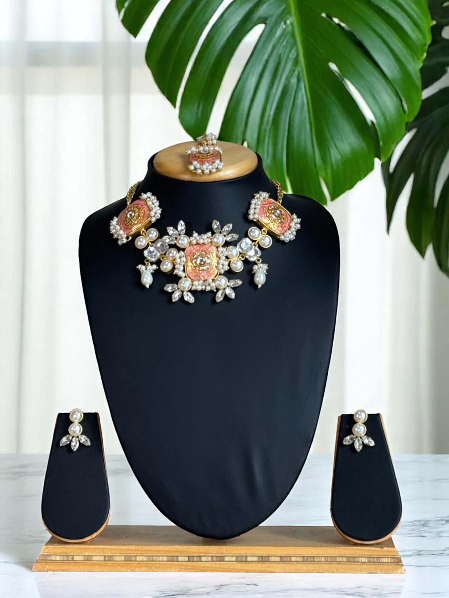 Bollywood Inspired Mother of Pearls Designer Necklace Set