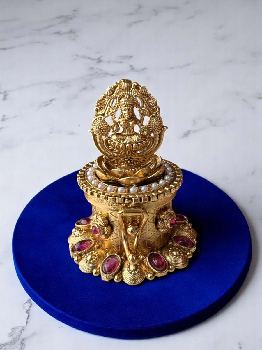 Beautifully Crafted Gold Finished Kumkum Dabbi