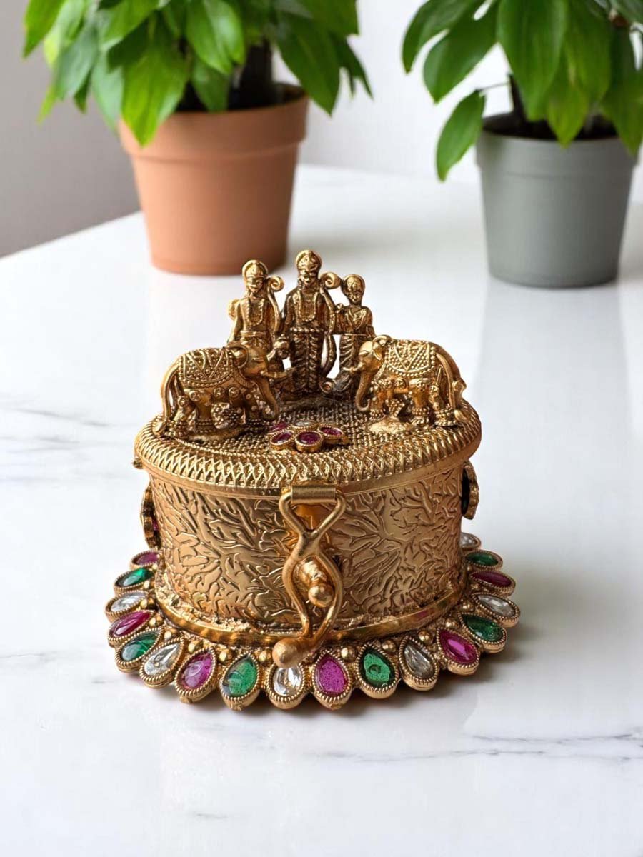 Rajwadi Polish Ram Darbar Kumkum Dabbi