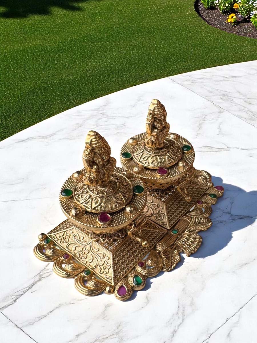 Dual Kumkum Box with Laxmi Ji Idol