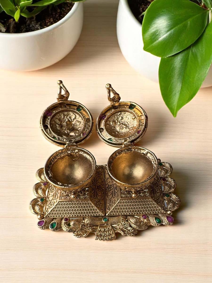 Dual Kumkum Box with Laxmi Ji Idol