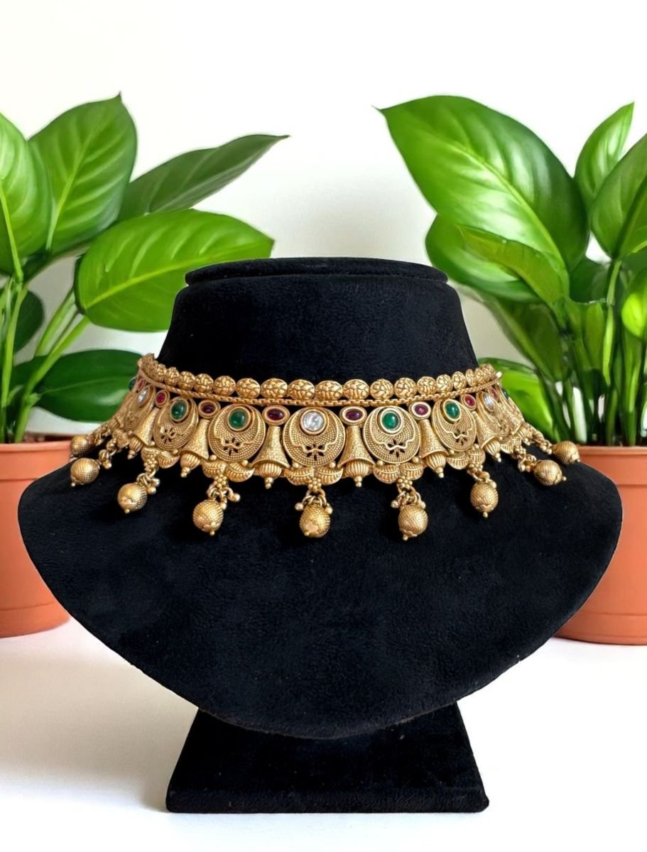 22k Gold Plated Rajwadi Choker Set