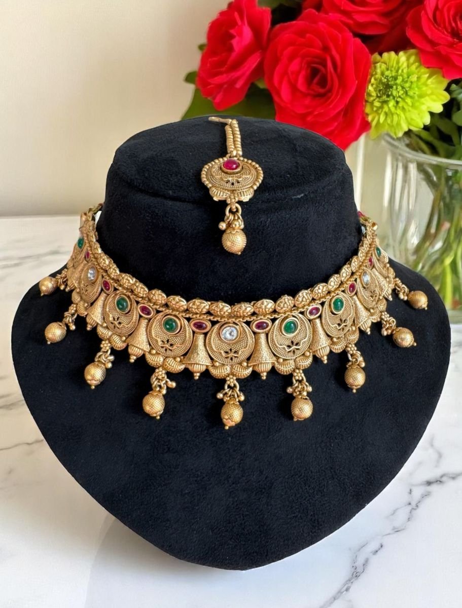 22k Gold Plated Rajwadi Choker Set