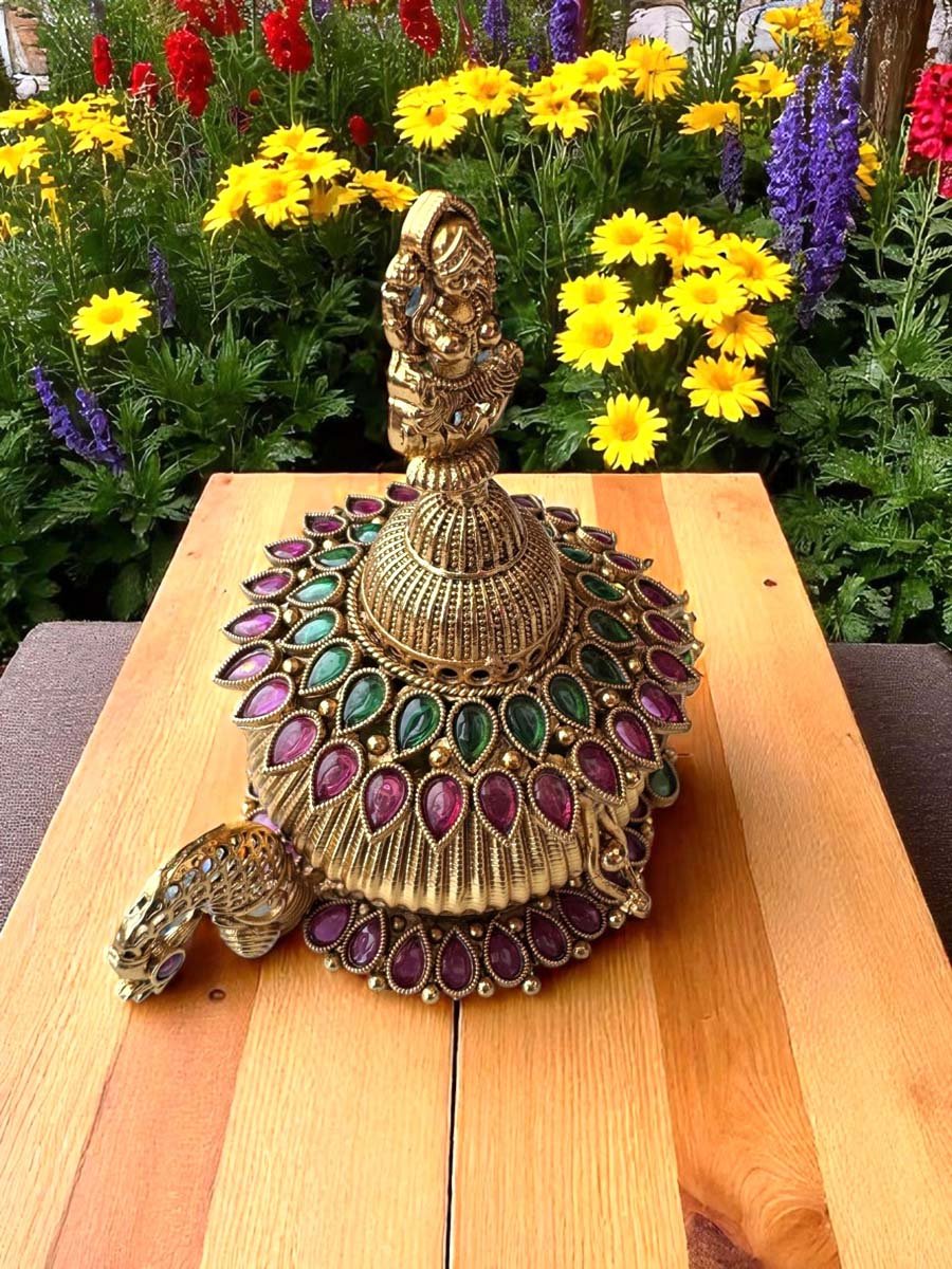 Temple Jewelry Inspired Peacock Shaped Kumkum Box