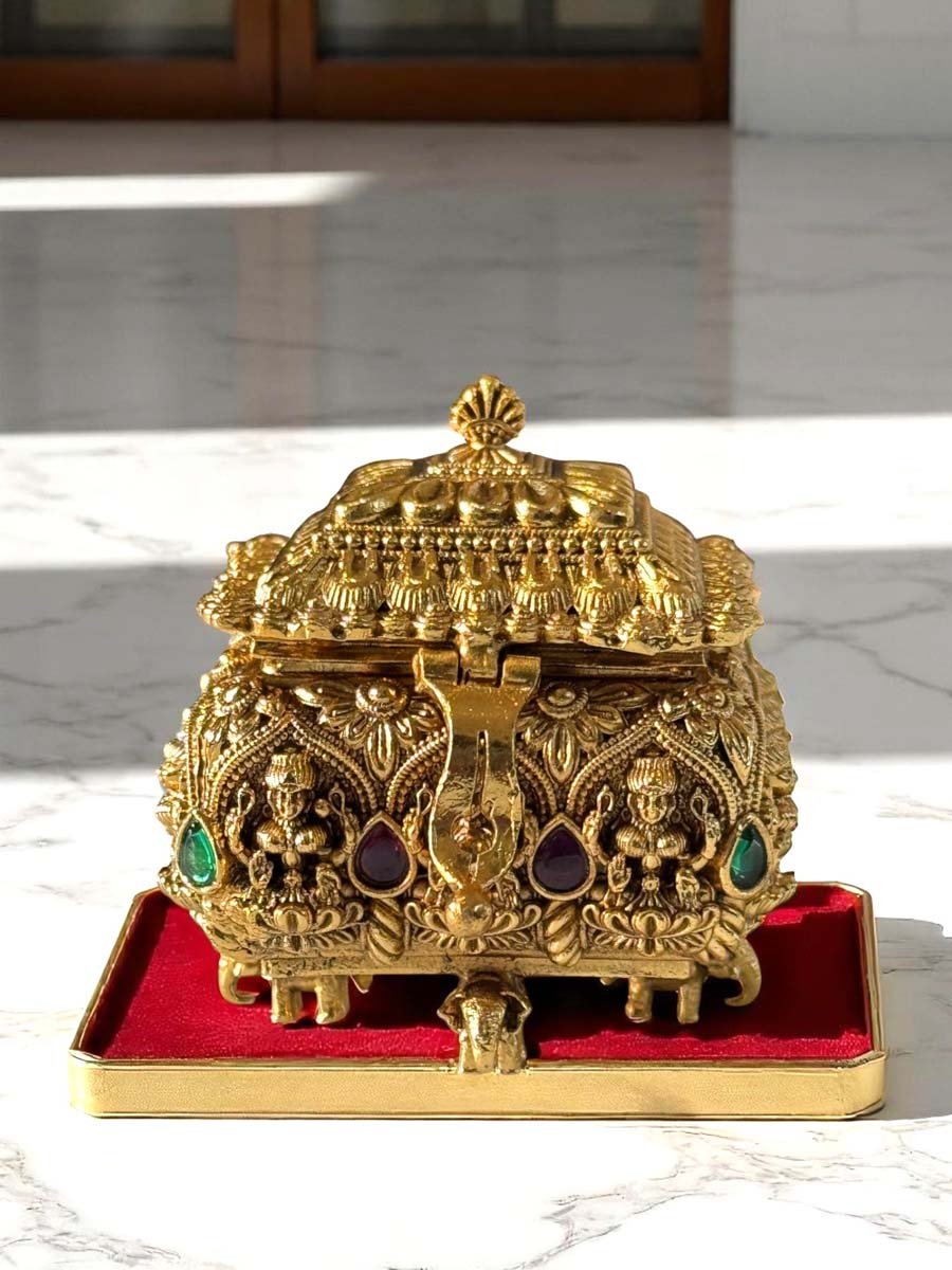Intricately Crafted Premium Brass Kumkum Box