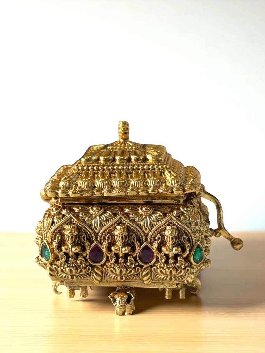 Intricately Crafted Premium Brass Kumkum Box