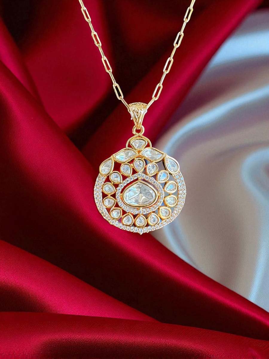 Premium Moissanite Kundan Pendant Set