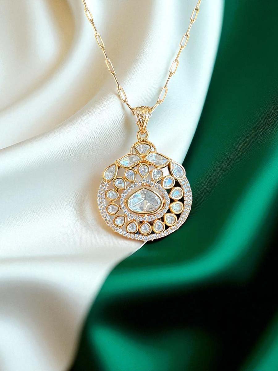 Premium Moissanite Kundan Pendant Set