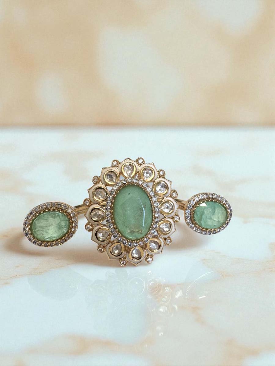 Premium Moissanite Kundan Duo Finger Ring