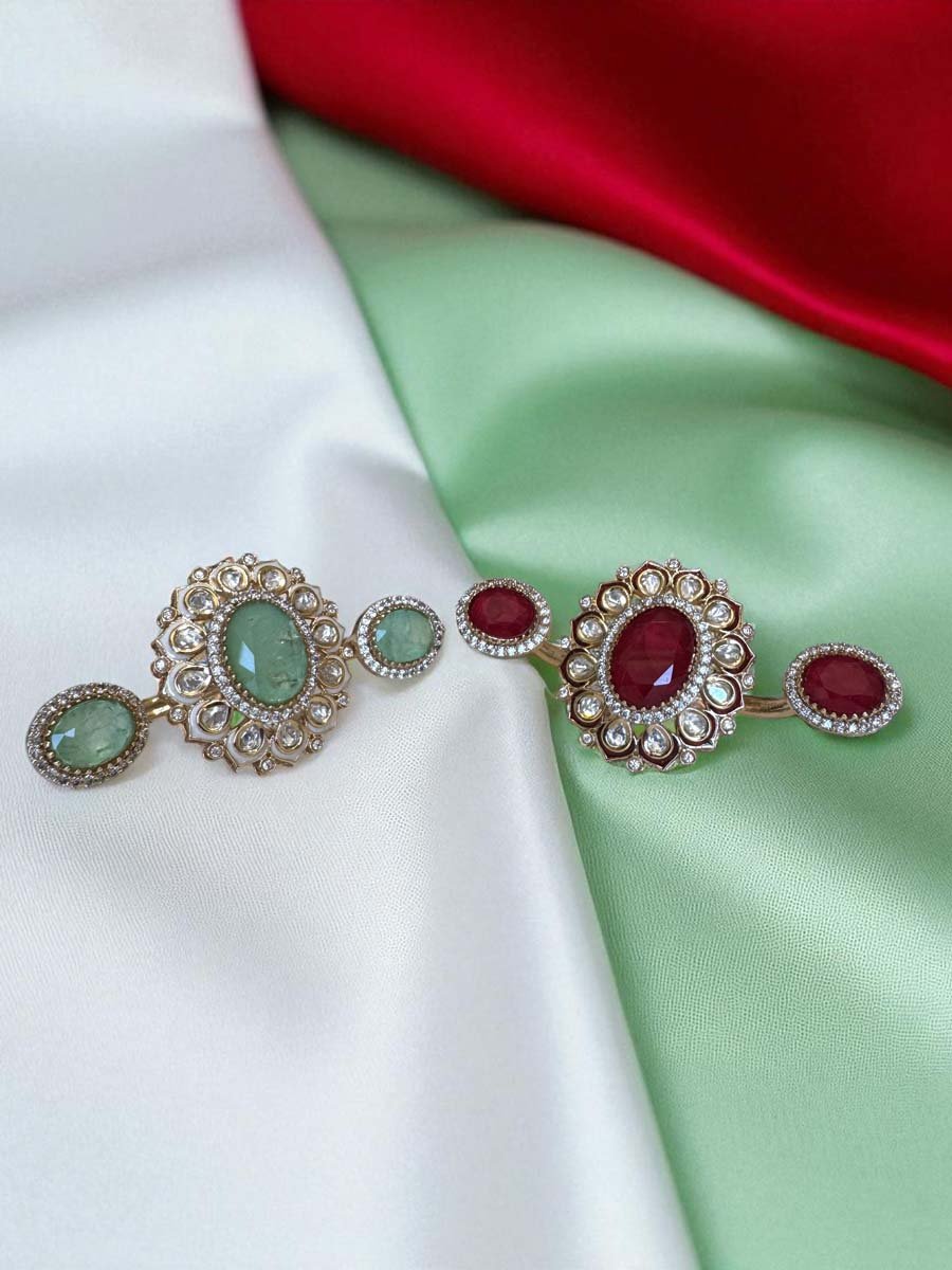 Premium Moissanite Kundan Duo Finger Ring