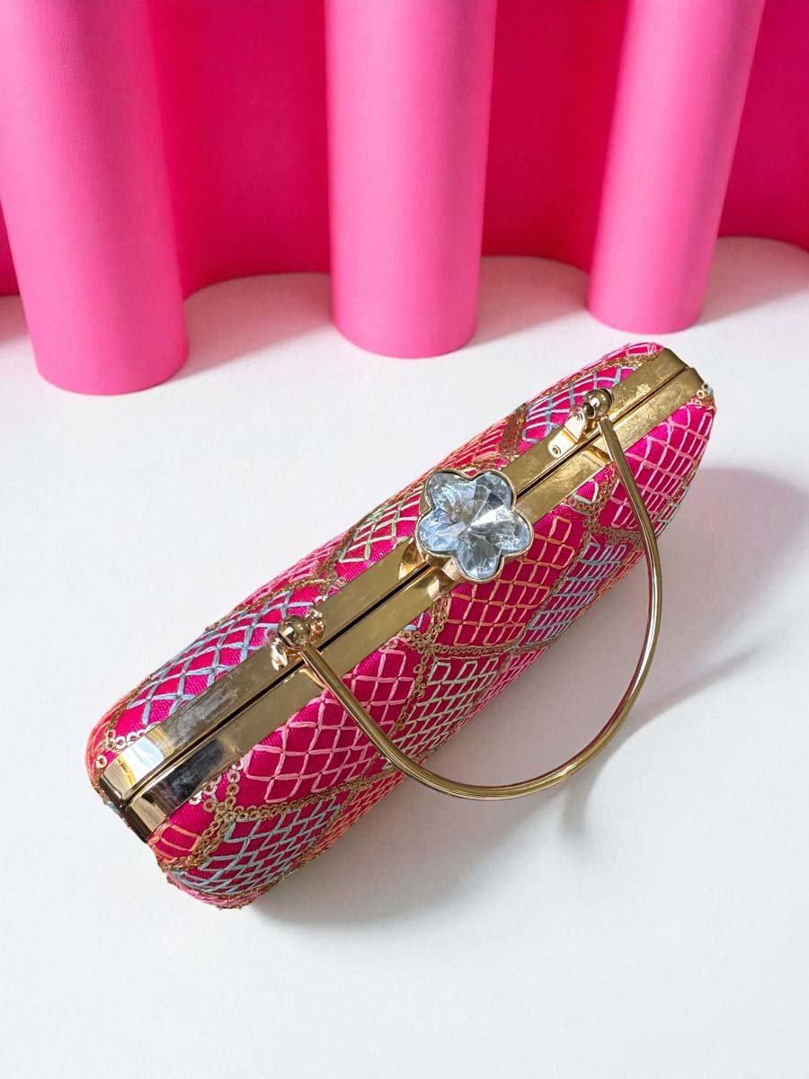 Vibrant Color Geometric Design Clutch Bag