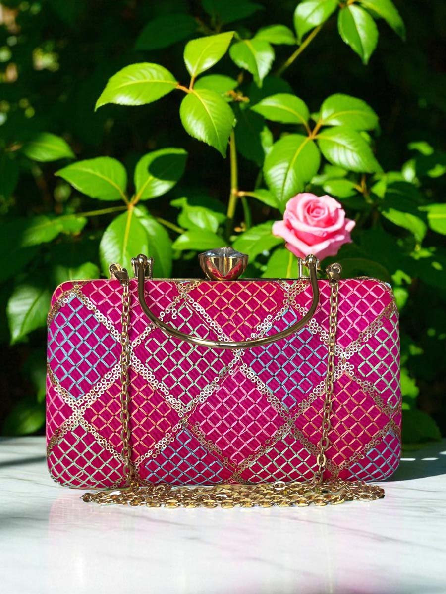 Vibrant Color Geometric Design Clutch Bag