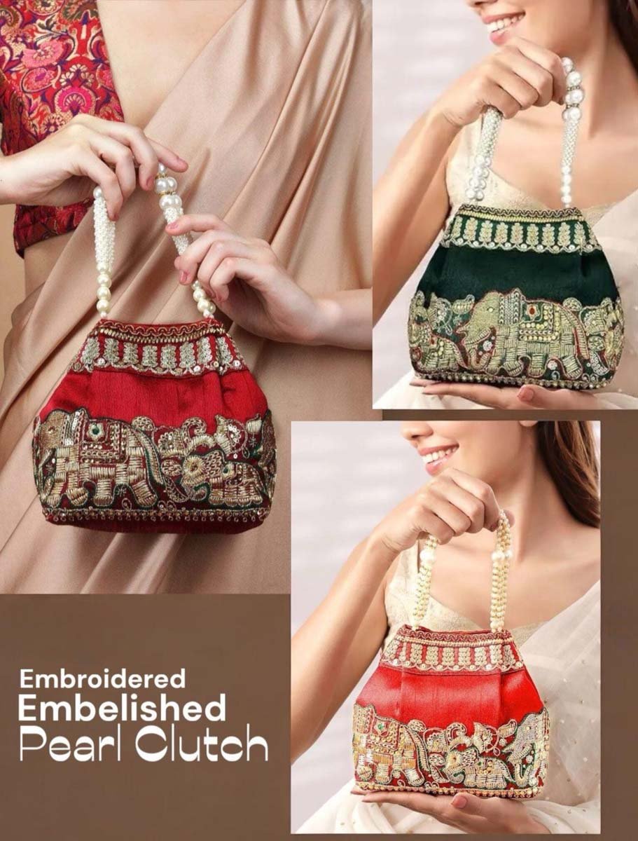 Elephant Embroidered Potli Bags