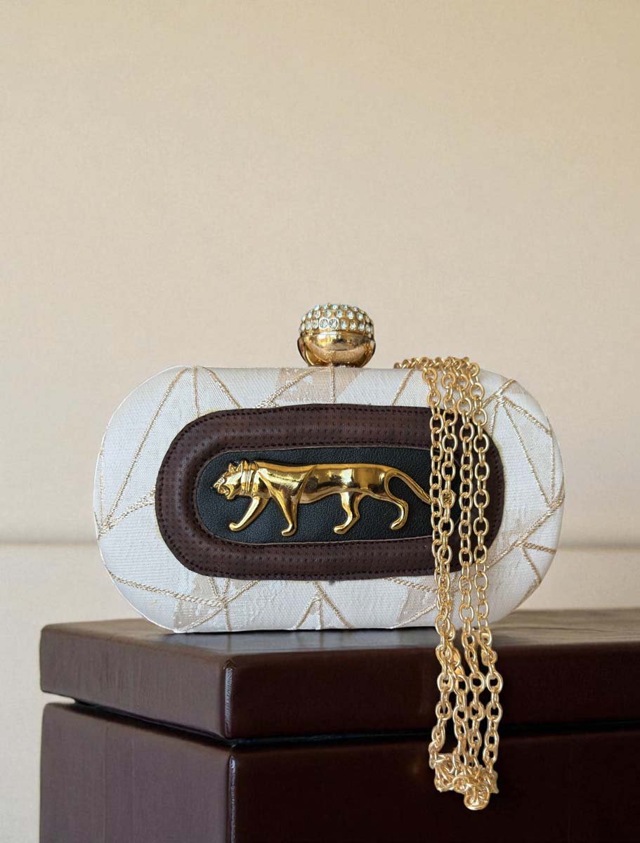 Sabyasachi Inspired Royal Bengal Tiger Motif Embellished Clutches