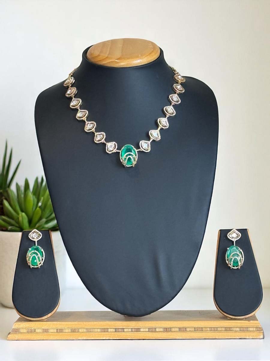 Celebrity Inspired Moissanite Kundan Necklace Set
