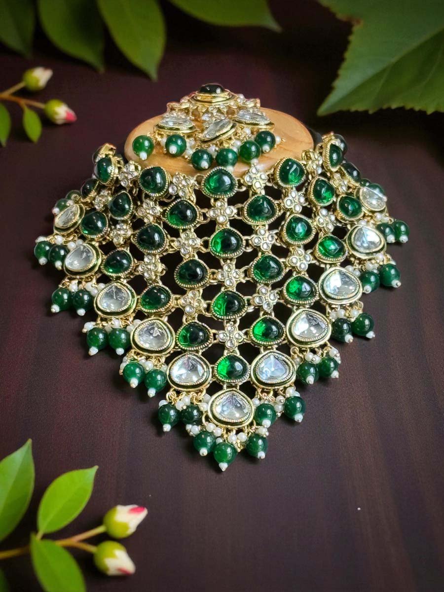 Sabyasachi Inspired Emerald Choker Set