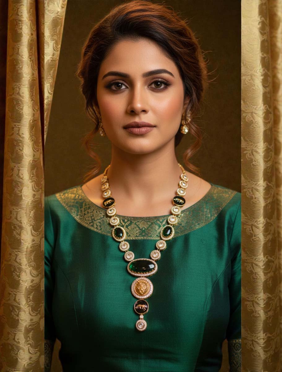 Sabyasachi Inspired Emerald Necklace set
