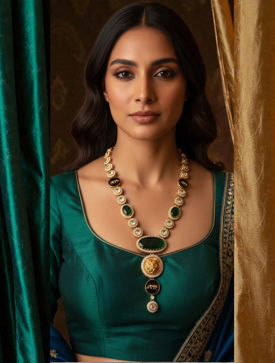 Sabyasachi Inspired Emerald Necklace set