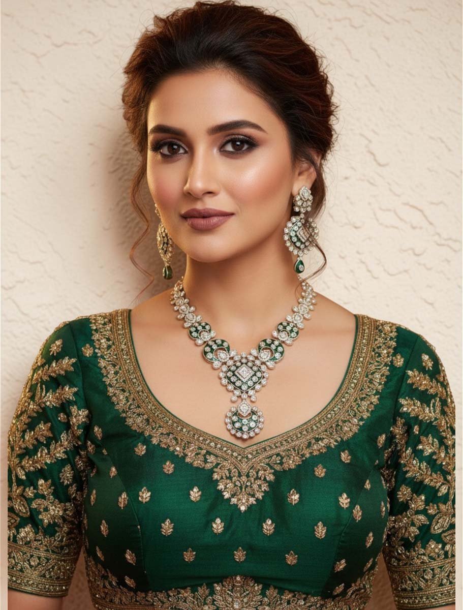 Premium Moissanite Emerald Necklace Set