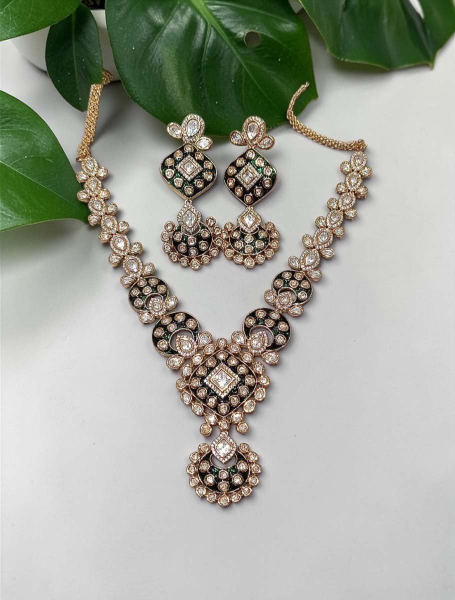 Premium Moissanite Emerald Necklace Set