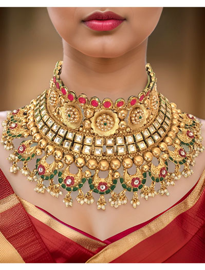 Real Kundan Semi Bridal Necklace Set