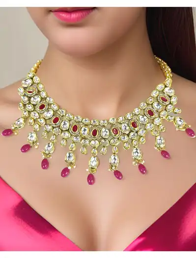 Kundan choker set with Ruby onyx beads