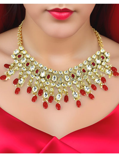 Kundan choker set with Ruby onyx beads