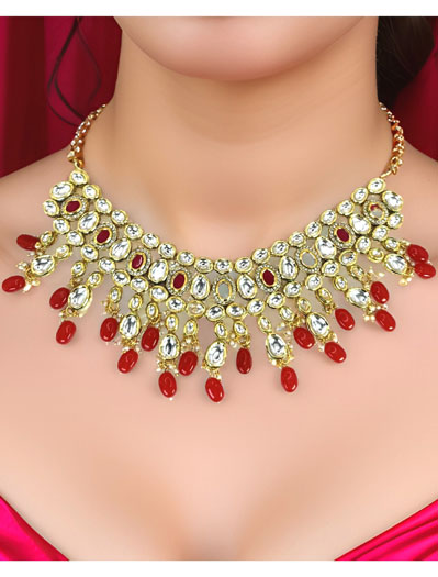 Kundan choker set with Ruby onyx beads