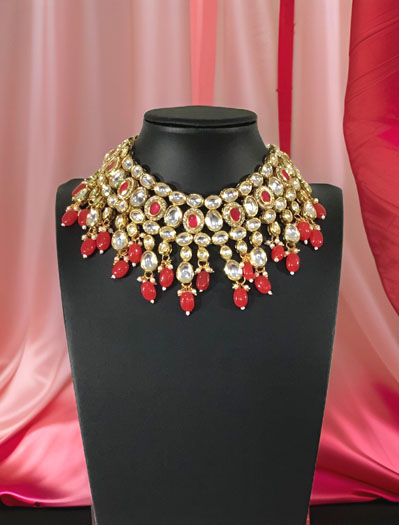 Kundan choker set with Ruby onyx beads