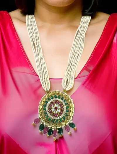 Long Pachi Kundan Necklace Set