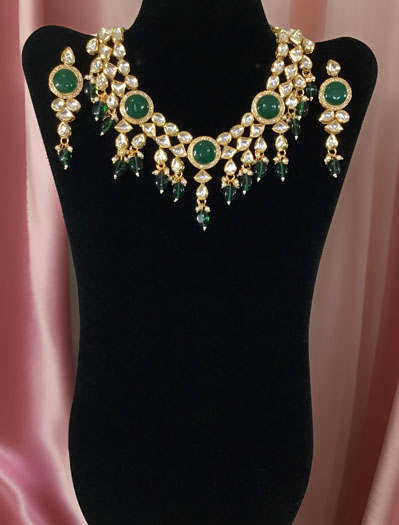 Premium Kundan Choker Set in Green