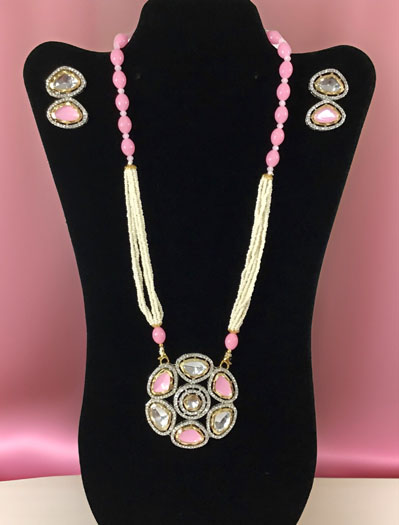 Kundan Pearl Long necklace set