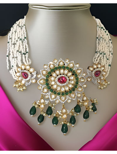 Pachi Kundan Choker with Emerald/Ruby colored stones