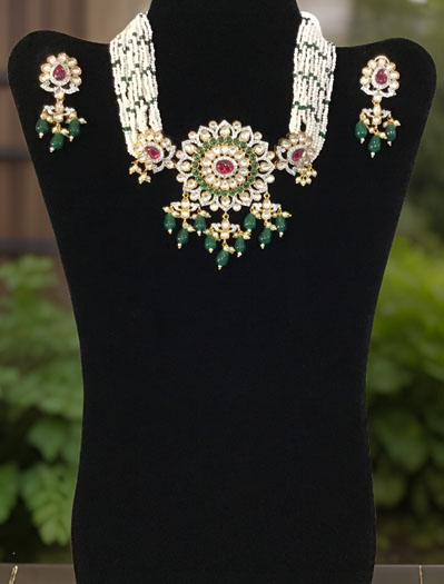 Pachi Kundan Choker with Emerald/Ruby colored stones