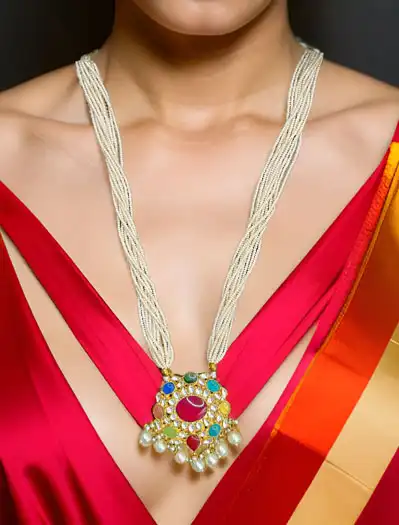 Pachi Kundan Long Necklace Set