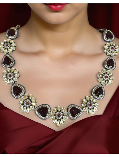 Kundan Monalisa Stone Necklace Set