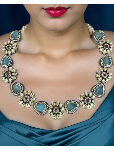 Kundan Monalisa Stone Necklace Set